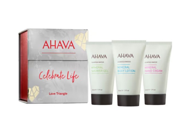 Ahava PROMO Celebrate Life Love Triangle Mineral Hand Cream 40ml - Mineral Body Lotion 40ml - Mineral Shower Gel 40ml
