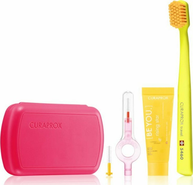 Curaprox Travel Set Φροντίδα Στοματικής Υγιεινής Χρώματος Φούξια