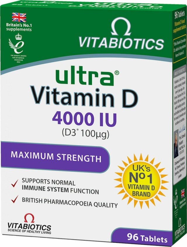 Vitabiotics Ultra Vitamin D 4000IU [D3 100μg] Συμπλήρωμα Διατροφής για το Ανοσοποιητικό Σύστημα 96 Ταμπλέτες