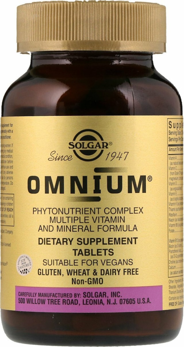 Solgar Omnium Συμπλήρωμα Διατροφής Πολυβιταμινών Και Μεταλλικών Στοιχείων 30 Ταμπλέτες
