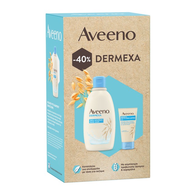 Aveeno PROMO Dermexa Daily Emollient Body Wash Ενυδατικό Υγρό Καθαρισμού Σώματος 300ml - Fast & Long Lasting Balm Βάλσαμο για Ανακούφιση από τον Κνησμό 75ml