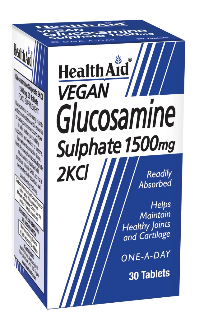 Health Aid Vegan Glucosamine Sulphate 1500mg 2KCl Συμπλήρωμα Διατροφής με Θειική Γλυκοζαμίνη για Υγιείς Αρθρώσεις 30 Ταμπλέτες