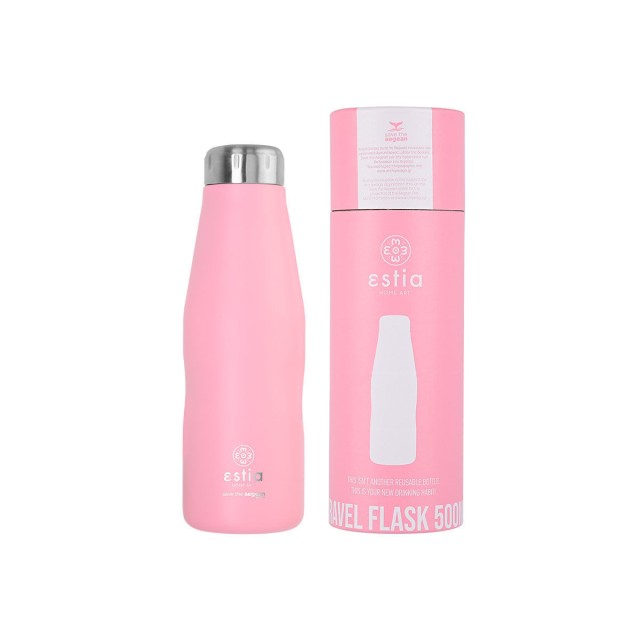 Estia Θερμός Travel Flask Save The Aegean Blossom Rose 500ml