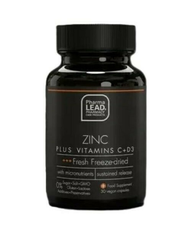 PharmaLead Black Range Zinc Plus Vitamins C+D3 με Αντιοξειδωτική Δράση & Ενίσχυση του Ανοσοποιητικού Συστήματος 30 Φυτικές Κάψουλες