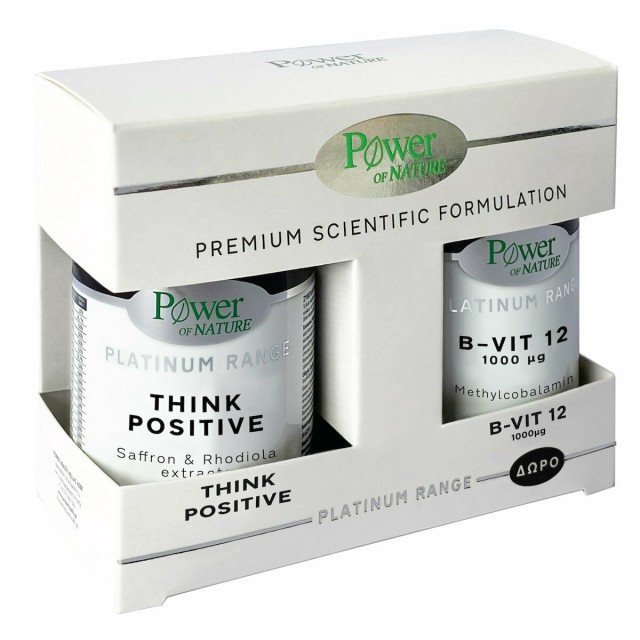 Power of Nature PROMO Platinum Range Think Positive Συμπλήρωμα Διατροφής για την Φυσιολογική Ψυχολογική Λειτουργία 30 Κάψουλες - ΔΩΡΟ B-Vitamin 12 1000μg 20 Ταμπλέτες