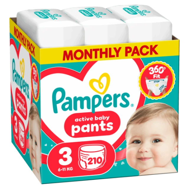 Pampers Active Baby Pants Monthly Pack Size 3 (6-11kg) Diapers … Pampers Active Baby Pants Monthly Pack Size 3 (6-11kg) Diapers …