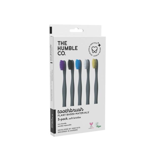 The Humble Co. Plant-Based Toothbrush Sensitive Οδοντόβουρτσα Ενηλίκων από Φυτικά Συστατικά για Ευαίσθητα Ούλα και Δόντια 5 Τεμάχια