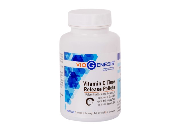 VioGenesis Vitamin C Time Release Pellets Συμπλήρωμα Διατροφής για το Ανοσοποιητικό Σύστημα 120 Κάψουλες