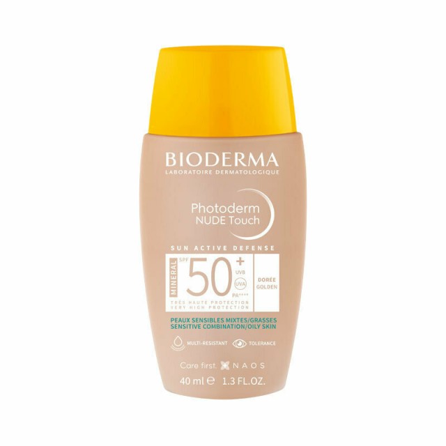Bioderma Photoderm Nude Touch SPF50+ Dorre / Golden Αντηλιακή Κρέμα Προσώπου για Ευαίσθητες - Μικτές - Λιπαρές Επιδερμίδες με Χρώμα 40ml