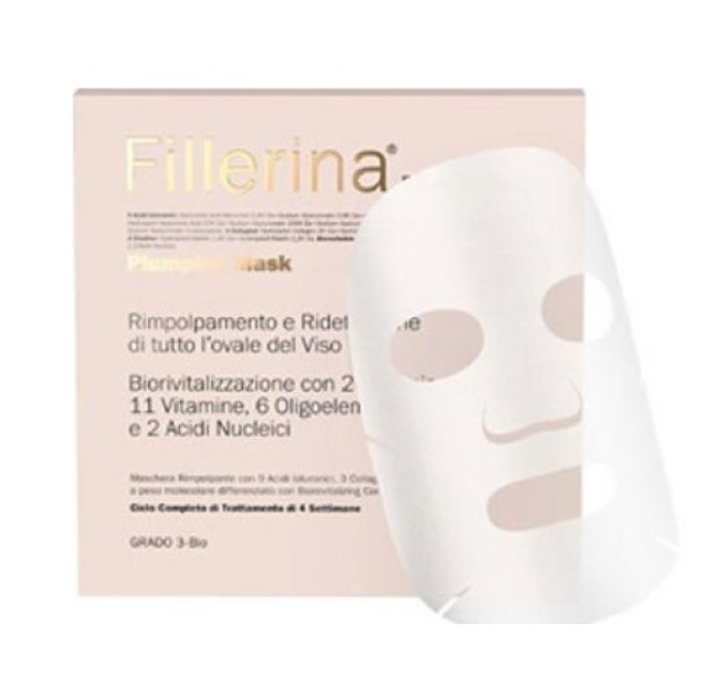 Fillerina Plumping Mask Βαθμός 3 Μάσκα Αναπλήρωσης Και Επανόρθωσης Περιγράμματος Προσώπου 4 Τεμάχια
