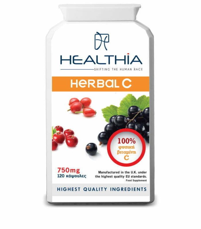 Healthia Herbal C Βιταμίνη 750mg Συμπλήρωμα Διατροφής με 100% Φυσική Β &hellip;