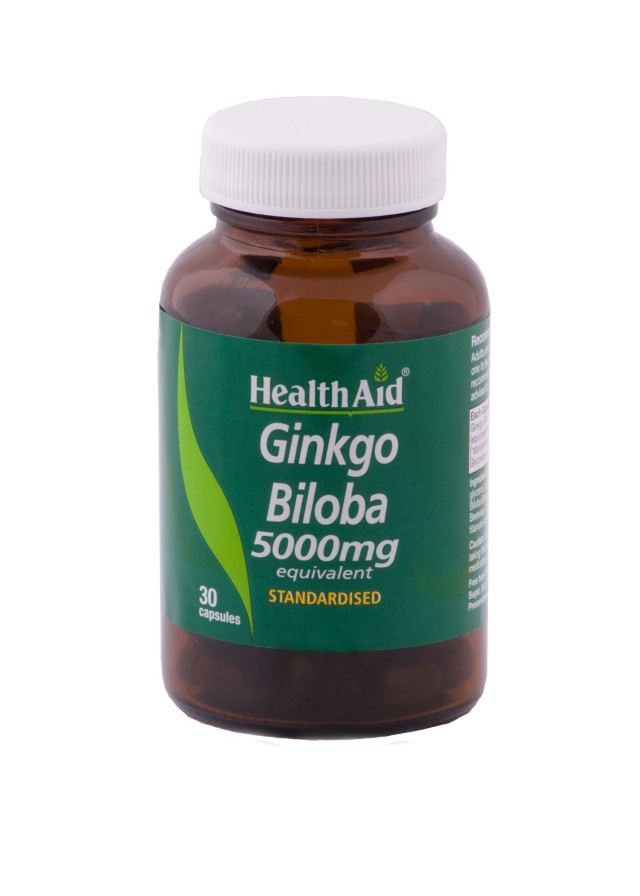 Health Aid Ginkgo Biloba 5000mg Root Extract Συμπλήρωμα Διατροφής για Υγιές Κυκλοφορικό & Πνευματικές Επιδόσεις 30 Κάψουλες