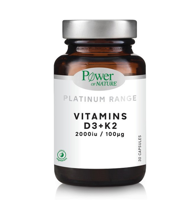 Power of Nature Vitamins D3+K2 2000IU/100μg Συμπλήρωμα Διατροφής για την Καλή Υγεία των Οστών & Δοντιών 30 Κάψουλες