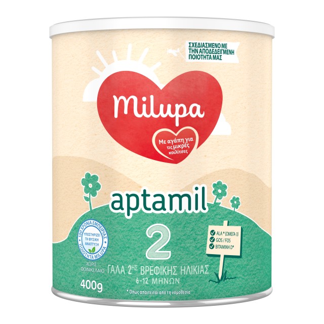 Milupa Aptamil 2 Γάλα 2ης Βρεφικής Ηλικίας σε Σκόνη για 6-12m 400gr