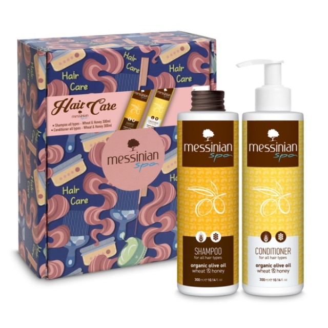 Messinian Spa PROMO Wheat & Honey Shampoo Σαμπουάν για Όλους τους Τύπους Μαλλιών Σιτάρι - Μέλι 300ml - Conditioner Κρέμα Μαλλιών 300ml