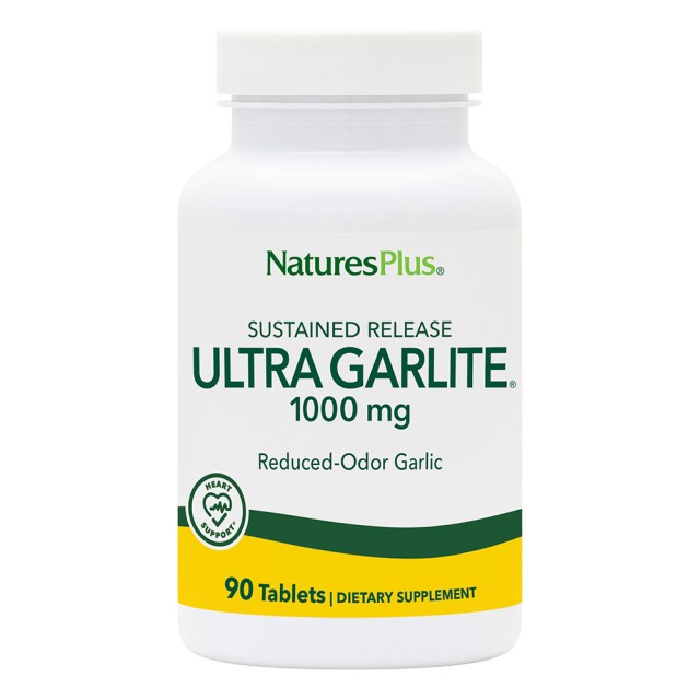 Natures Plus Ultra Garlite 1000mg Συμπλήρωμα Διατροφής για την Καλή Λειτουργία του Καρδιαγγειακού Συστήματος 90 Ταμπλέτες