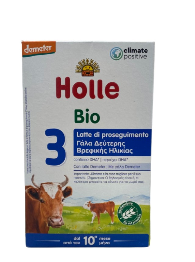 Holle BIO Βιολογικό Γάλα Αγελαδινό Νο3 Δεύτερης Βρεφικής Ηλικίας 600gr