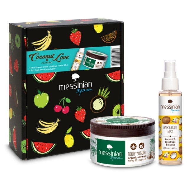 Messinian Spa PROMO Coconut, Heliotrope, Vanilla Hair & Body Mist Hair - Body Coconut - Heliotrope 100ml - Body Yogurt Hemp Coconut Moisturizing Body Yogurt Hemp Coconut 250ml