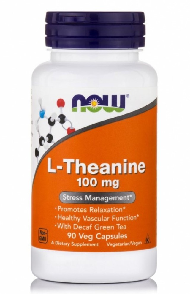 Now Foods L-Theanine 100mg Συμπλήρωμα Διατροφής Για Το Άγχος - Στρες 90 Κάψουλες