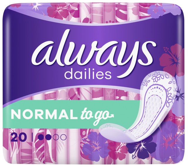 Always Dailies Normal to Go Σερβιετάκια για Καθημερινή Χρήση 20 Τεμάχι …