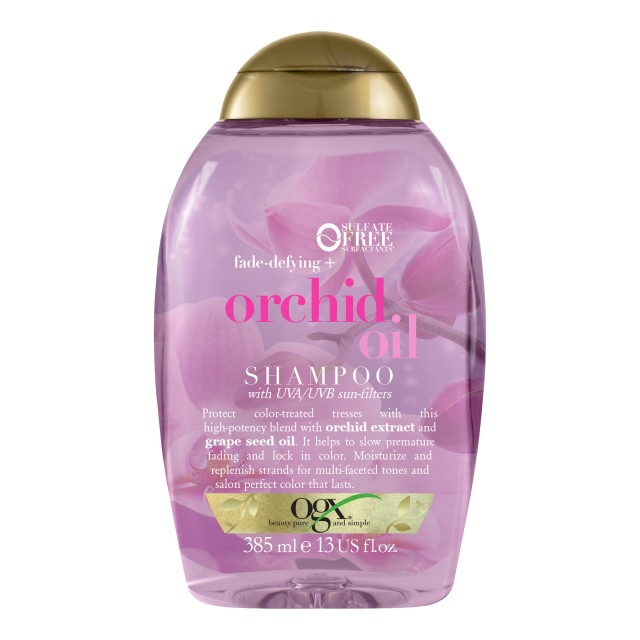OGX Fade Defying + Orchid Oil Σαμπουάν Ενυδάτωσης & Προστασίας Χρώματος με Εκχύλισμα Ορχιδέας για Βαμμένα Μαλλιά με Φίλτρα UVA/UVB 385ml