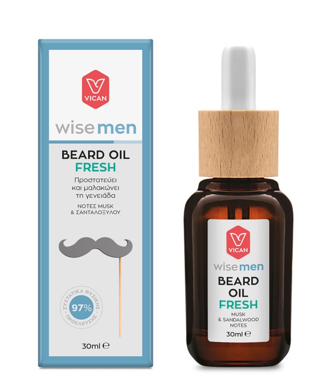 Vican Wise Men Beard Oil Fresh Λάδι Περιποίησης Γενειάδας 30ml