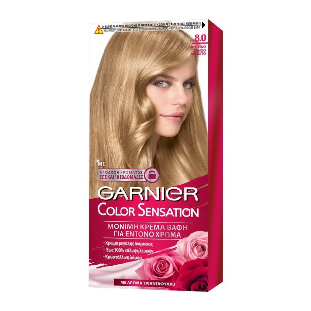 Garnier Color Sensation 8.0 Φωτεινό Ξανθό Ανοιχτό Μόνιμη Βαφή 112ml