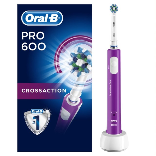 Oral-B PRO 600 Μωβ Ηλεκτρική Οδοντόβουρτσα 1 Τεμάχιο