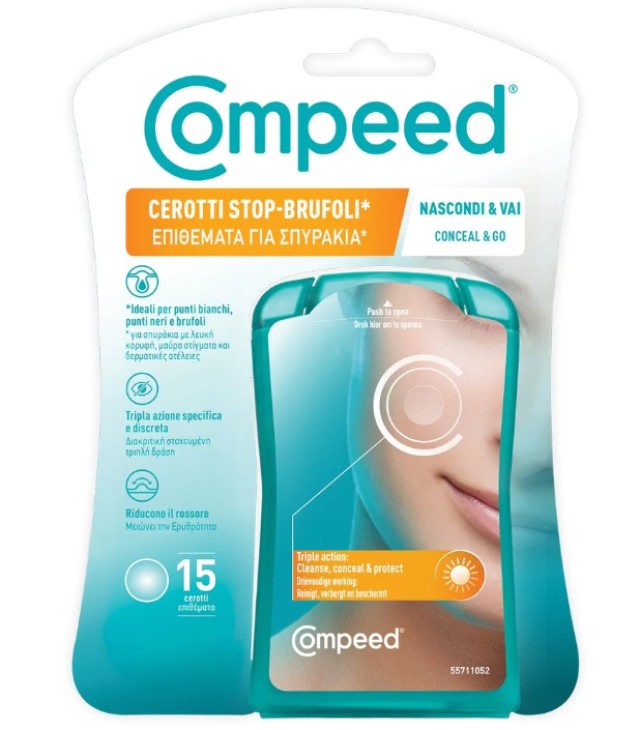 Compeed Cerotti Stop Brufoli Conceal & Go Επιθέματα για Σπυράκια 15 Τε …