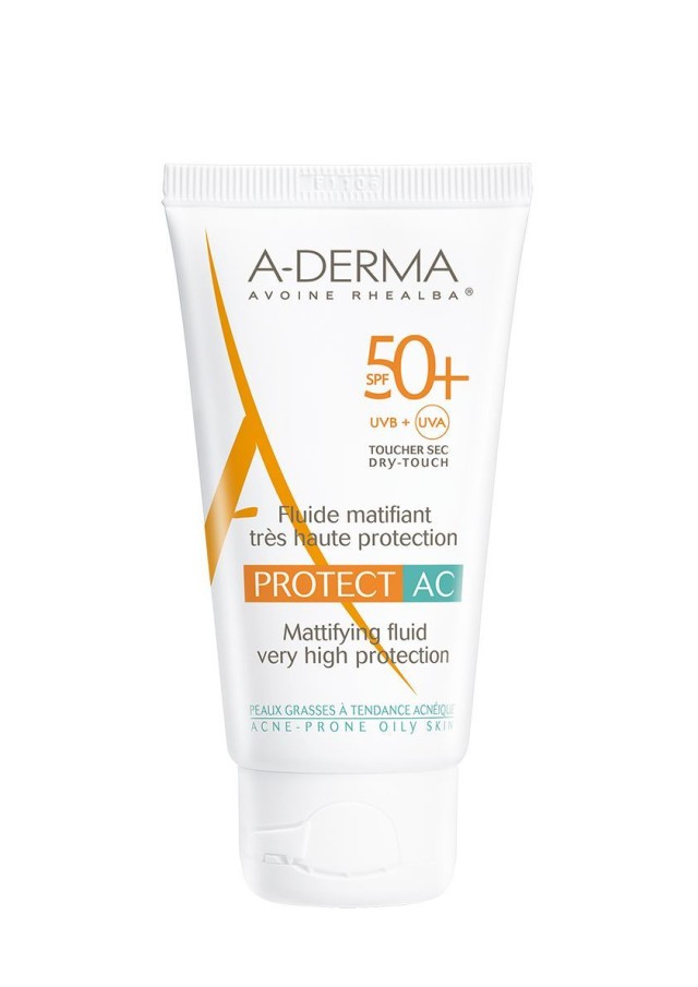 A-Derma PROTECT AC Matifiant Fluide SPF50+ Λεπτόρρευστη Αντηλιακή Κρέμα Προσώπου 40ml με Sticker -15% Επί Του Είδους
