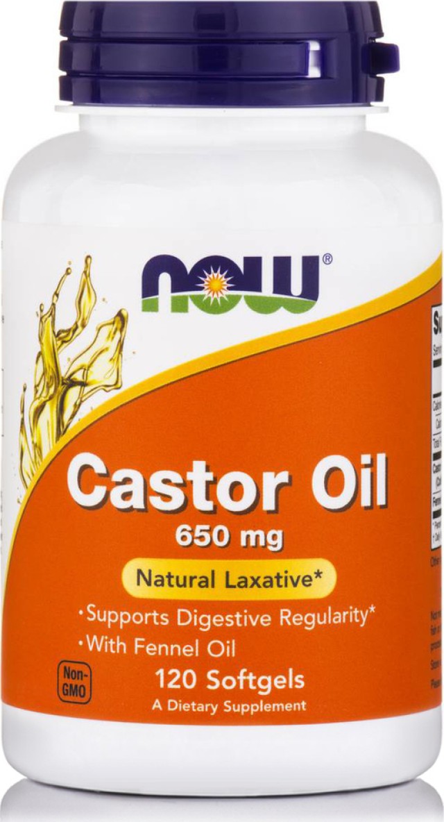 Now Foods Castor Oil 650mg Συμπλήρωμα Διατροφής Με Καστορέλαιο 120 Φυτικές Κάψουλες