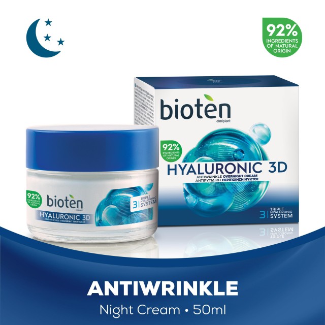 Bioten Hyaluronic 3D Night Cream Αντιρυτιδική Κρέμα Νυκτός με Υαλουρονικό Οξύ 50ml