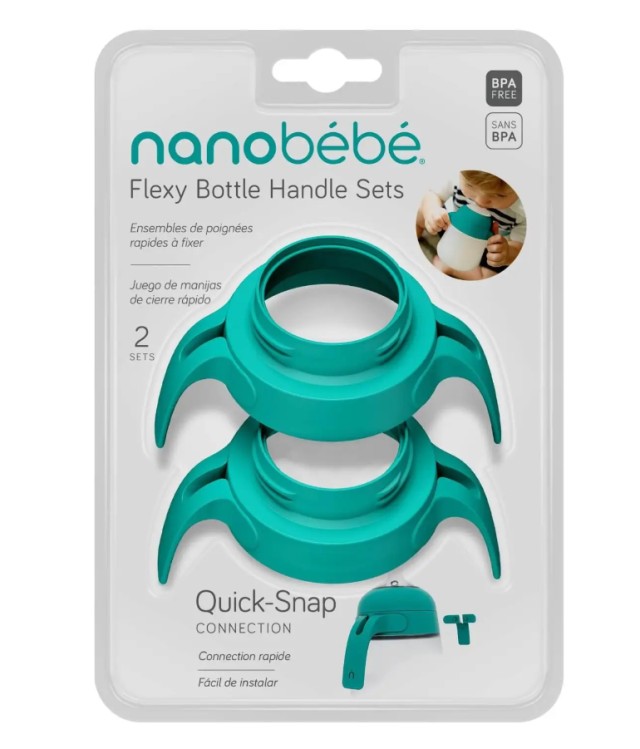 Nanobebe Σετ Λαβές για Μπιμπερό Flexy Πράσινο 2 Τεμάχια
