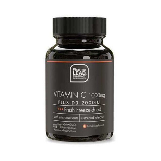 PharmaLead Black Range Vitamin C 1000mg Plus D3 2000IU για την Ενίσχυση του Ανοσοποιητικού Συστήματος & Μείωση της Κόπωσης 120 Φυτικές Κάψουλες
