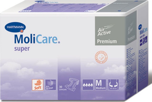 Hartmann MoliCare Premium Soft Νυκτός Μέγεθος:Medium 4 Σταγόνες Πάνες Ακράτειας Ενηλίκων 30 Τεμάχια [169650]