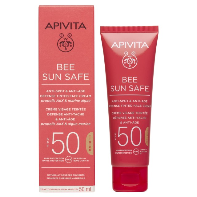 Apivita Bee Sun Safe Anti Spot Anti Age Tinted Face Cream SPF50 Αντηλι …