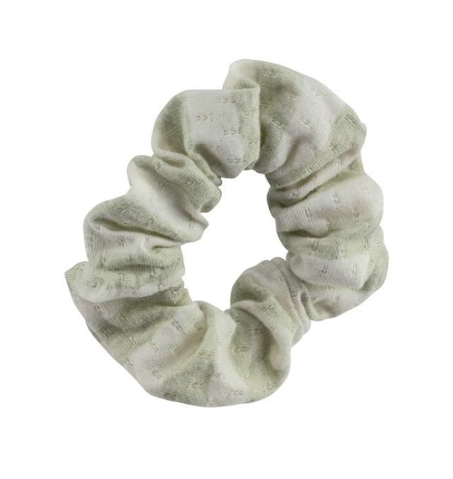 Beter Natural Fiber Organic Cotton Scrunchie Λαστιχάκι Μαλλιών Εκρού με Πράσινες Ρίγες 1 Τεμάχιο