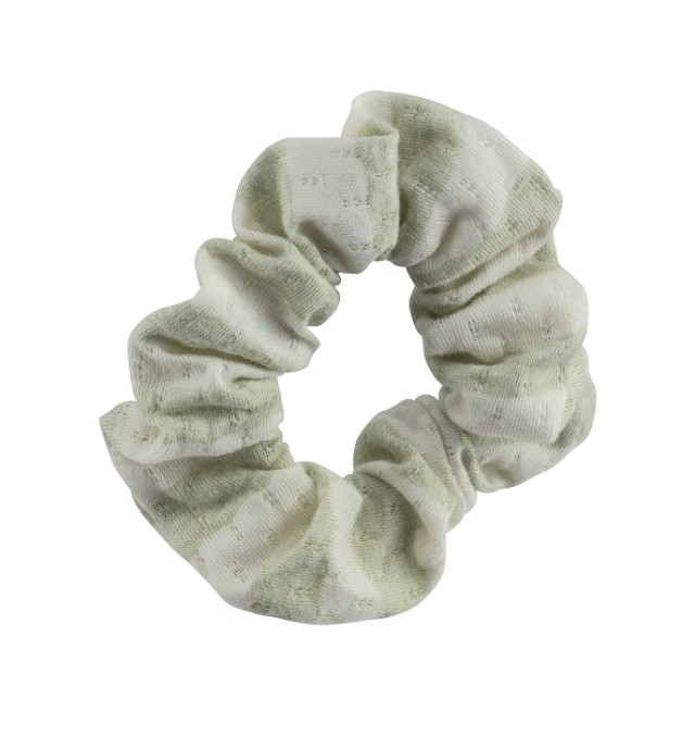 Beter Natural Fiber Organic Cotton Scrunchie Hair Elastic Ecru with Green Stripes 1 Piece