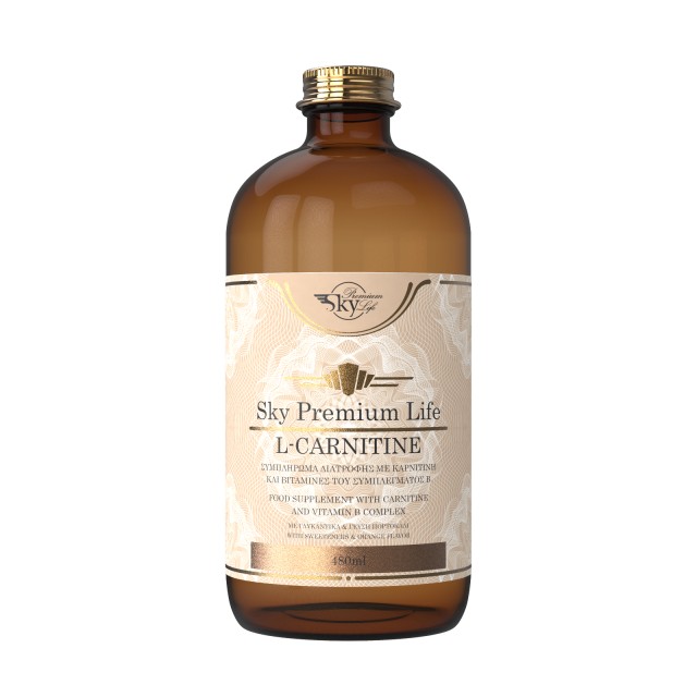 Sky Premium Life L-Carnitine, Food Supplement for Good Cardiovascular Health, with L-Carnitine Orange Flavor 480ml