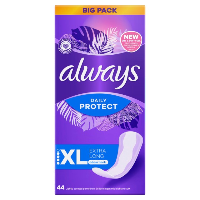 Always Daily Protect Σερβιετάκια με Επιπλέον Μήκος & Κλείδωμα Οσμών 44 … Always Daily Protect Σερβιετάκια με Επιπλέον Μήκος & Κλείδωμα Οσμών 44 …