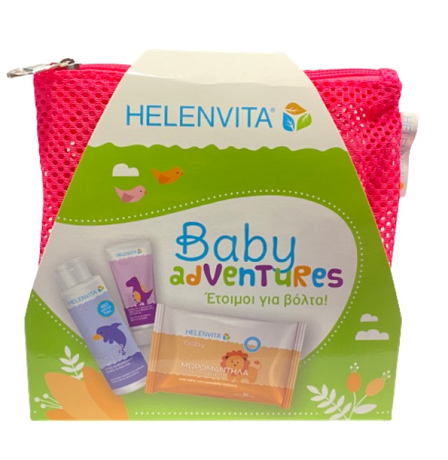 Helenvita PROMO Baby all Over Cleanser 100ml - Baby Nappy Rash Cream 20ml - Baby Μωρομάντηλα 20 Τεμάχια - Δώρο Νεσεσέρ σε Τυχαίους Χρωματισμούς