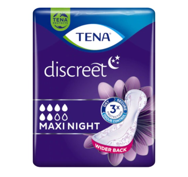 Tena Discreet Lady Maxi Night Σερβιέτες Ακράτειας Νυκτός 12 Τεμάχια [6 Σταγόνες]