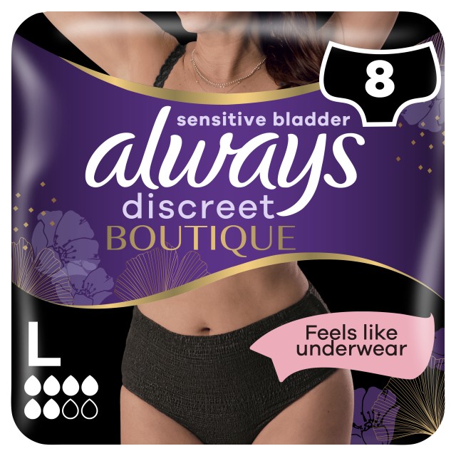 Always Discreet Boutique Εσώρουχα για την Ακράτεια 6 Σταγόνες Μαύρο Χρ …