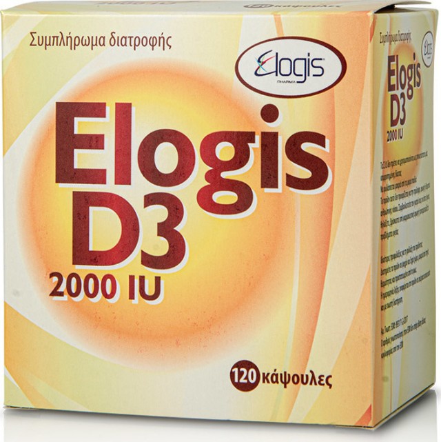 Elogis Pharma Vitamin D3 2000IU Συμπλήρωμα Διατροφής για τα Οστά, Δόντια και το Ανοσοποιητικό Σύστημα 120 Κάψουλες