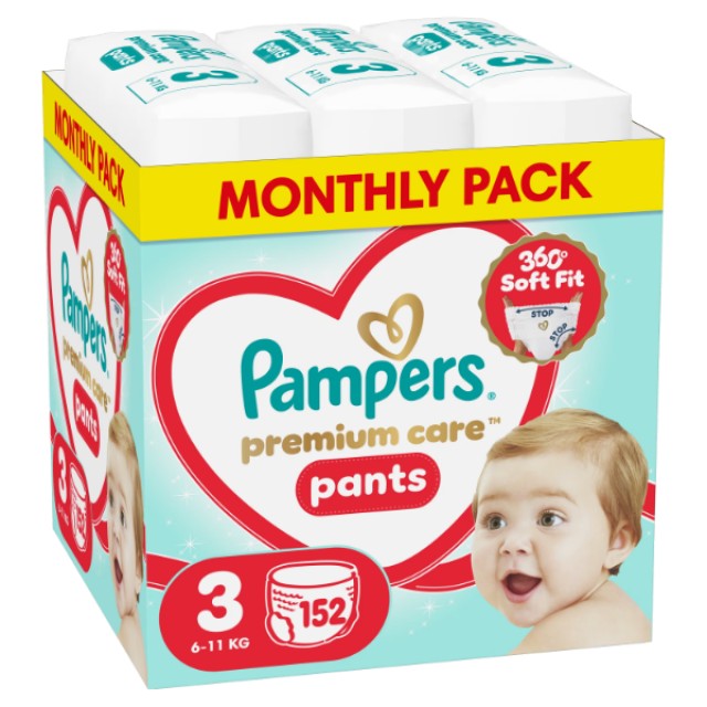 Pampers Premium Care Pants Monthly Pack Πάνες Βρακάκι Κούτα Νούμερο &hellip;