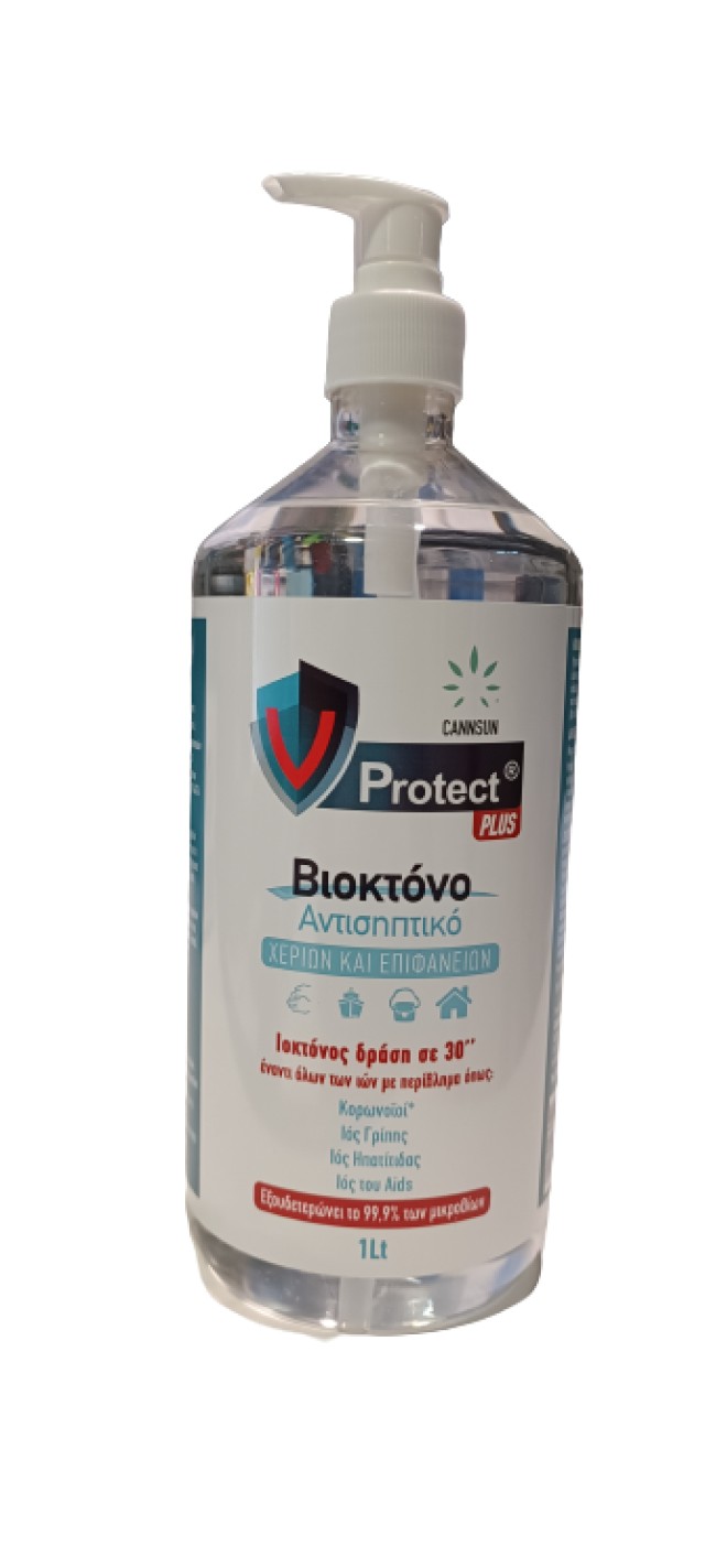VProtect Plus Βιοκτόνο Αντισηπτικό Χεριών και Επιφανειών με Dispenser 1L