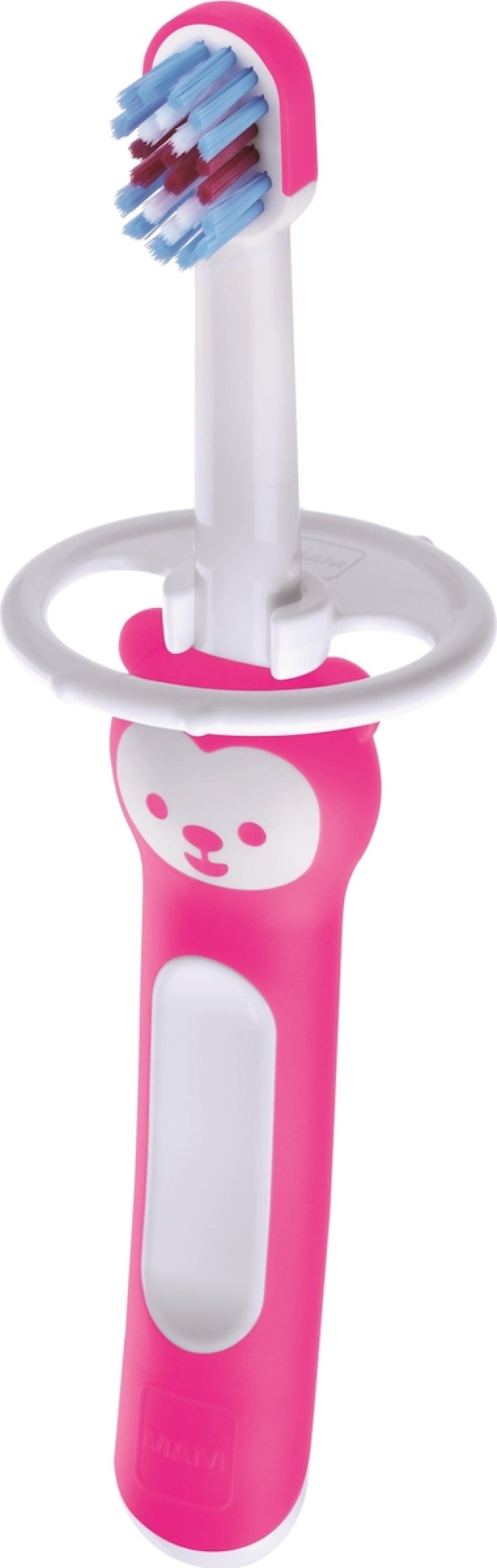 Mam Babys Brush Βρεφική Οδοντόβουρτσα με Λαβή Αρκουδάκι για 6m+ Χρώμα:Ροζ 1 Τεμάχιο [606]