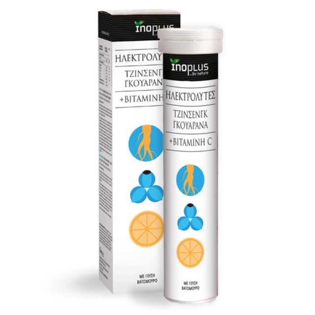 InoPlus Ηλεκτρολύτες με Ginseng & Guarana + Vitamin C με Γεύση Βατόμου &hellip;