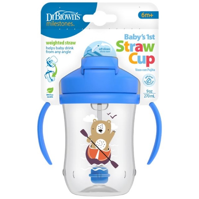 Dr. Browns Babys First Straw Cup 6m+ Κύπελλο με Εύπλαστο Καλαμάκι για &hellip;