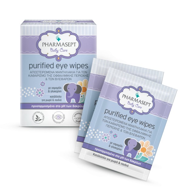 Pharmasept Baby Care Purified Eye Wipes Αποστειρωμένα Μαντηλάκια για τ …